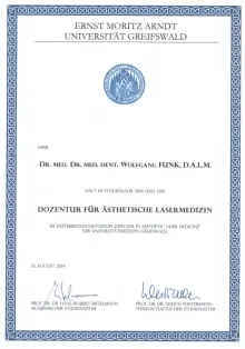 dr funk ist dozent fuer aesthetische lasermedizin an der universitaet greifswald